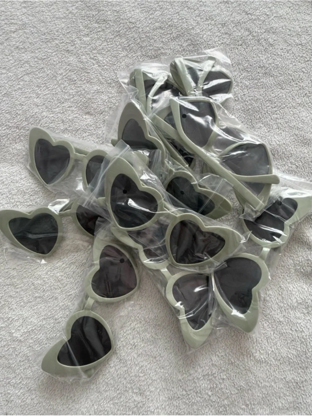 10 pack Heart-Shaped Party Sunglasses - Sage Green
